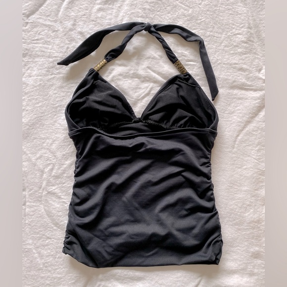 Seafolly Halter Singlet Top Tankini Black Size 8 - Picture 2 of 4